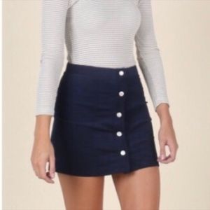 🆕Altar'd State Navy Velvet Button Down Skirt Sm